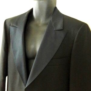 AFTER SIX Vintage 70s Wide Lapel Black Tuxedo Blazer / Dinner Jacket, 41L